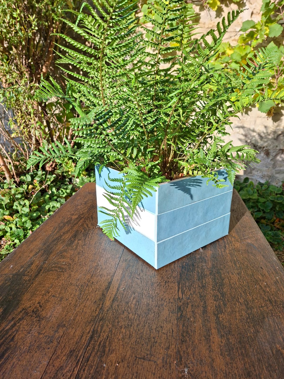 Jardinière Turquoise/blanc