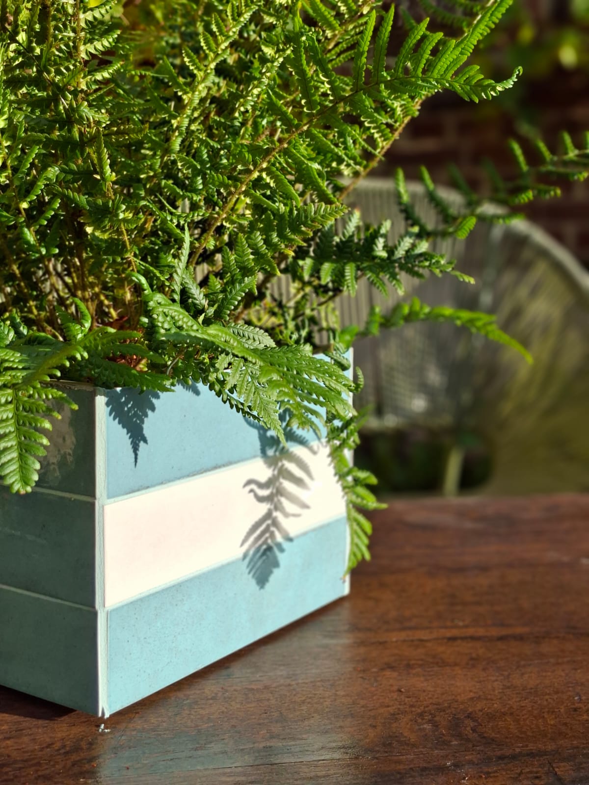 Jardinière Turquoise/blanc