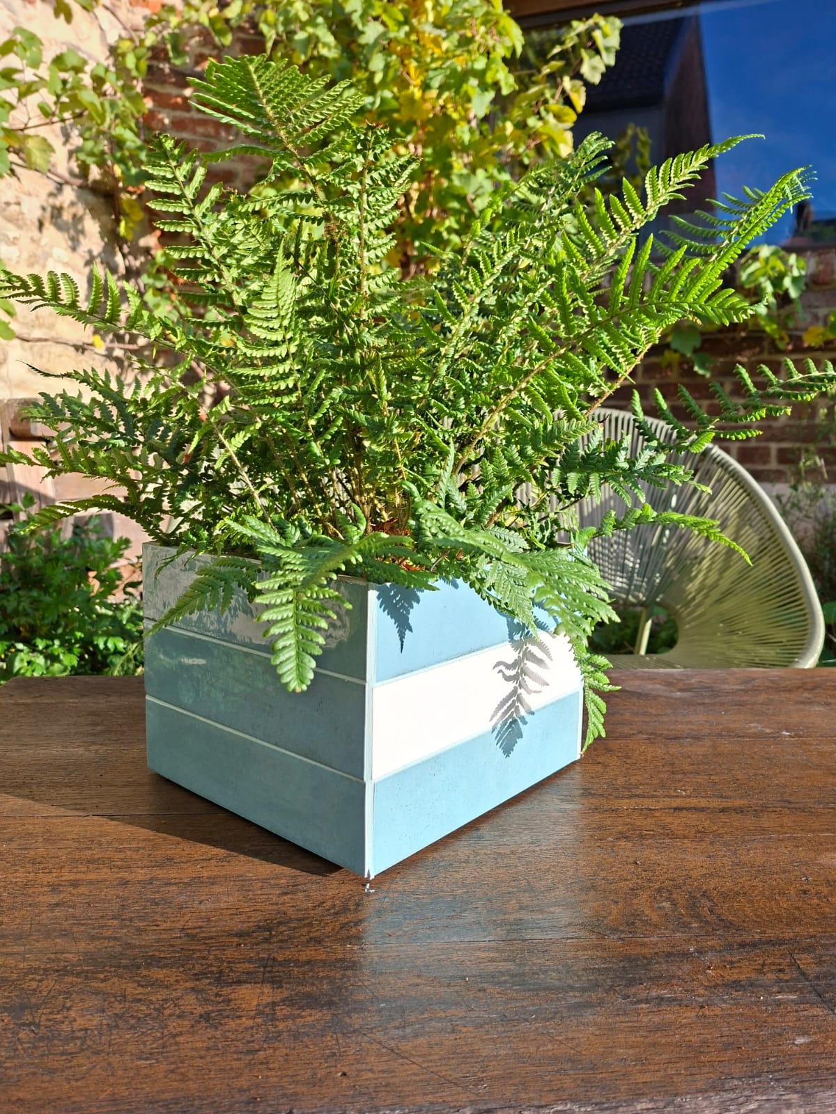 Jardinière Turquoise/blanc